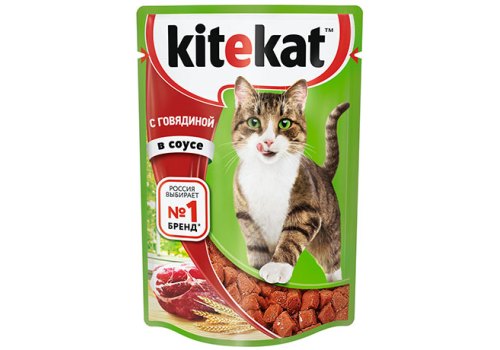 Kitekat / Паучи Китикет для кошек Говядина в соусе (цена за упаковку)