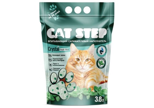 Cat Step Arctic Fresh Mint / Силикагелевый наполнитель Кэт Степ для кошачьего туалета с ароматом Мяты