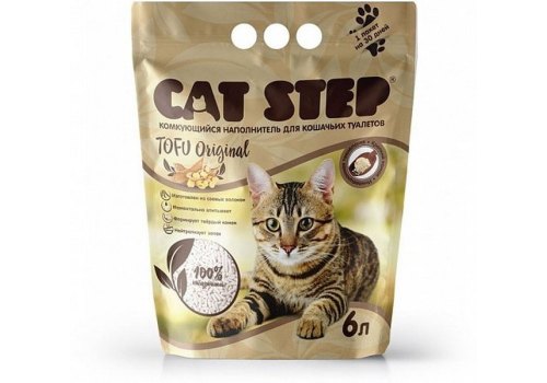 Cat Step Tofu Original / Комкующийся растительный наполнитель Кэт Степ для кошачьего туалета