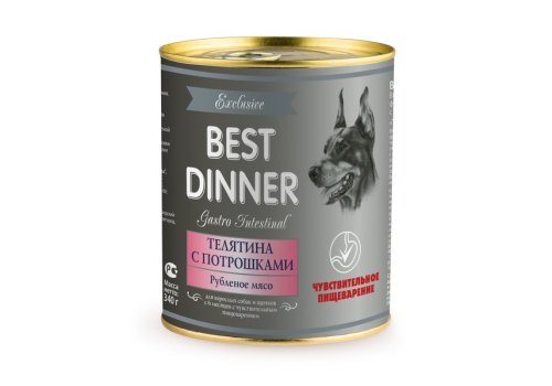 Best Dinner Exclusive Vet Profi Gastro Intestinal / Консервы Бест Диннер для собак Телятина с потрошками Паштет (цена за упаковку)