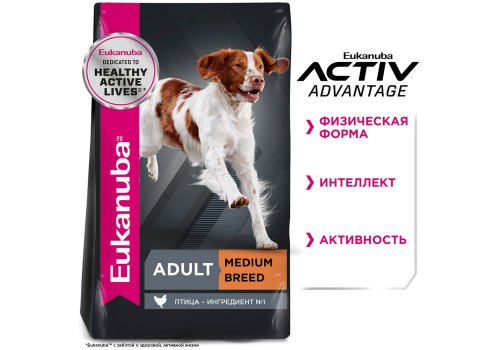 Eukanuba Adult Medium Breed / Сухой корм Эукануба для взрослых собак Средних пород с Курицей