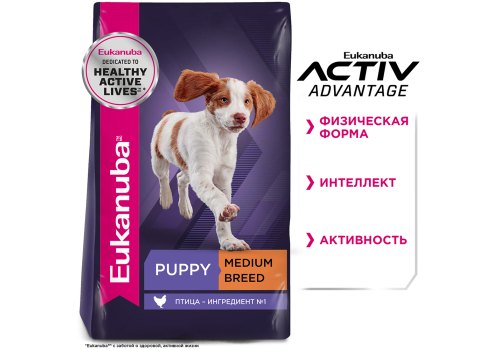 Eukanuba Puppy Medium Breed / Сухой корм Эукануба для Щенков Средних пород с Курицей Eukanuba Puppy Medium Breed / Сухой корм Эукануба для Щенков Средних пород с Курицей