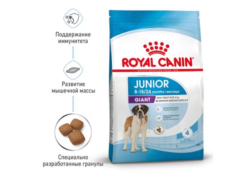 Royal Canin Giant Junior / Сухой корм Роял Канин Джайнт Юниор для Щенков Гигантских пород в возрасте от 8 месяцев до 2 лет Royal Canin Giant Junior / Сухой корм Роял Канин Джайнт Юниор для Щенков Гигантских пород в возрасте от 8 месяцев до 2 лет