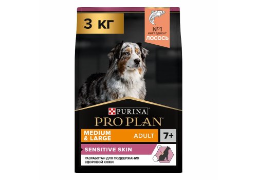 PRO PLAN OPTI DERMA / Сухой корм ПРО ПЛАН для пожилых собак средних и крупных пород при чувствительной коже с лососем