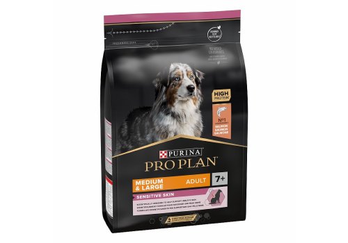 PRO PLAN OPTI DERMA / Сухой корм ПРО ПЛАН для пожилых собак средних и крупных пород при чувствительной коже с лососем