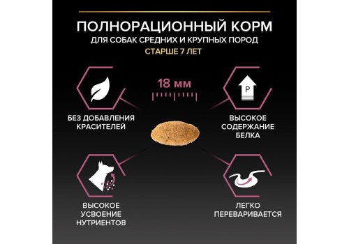 PRO PLAN OPTI DERMA / Сухой корм ПРО ПЛАН для пожилых собак средних и крупных пород при чувствительной коже с лососем