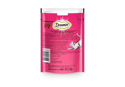 Dreamies / Лакомство Дримис для кошек Подушечки с Говядиной