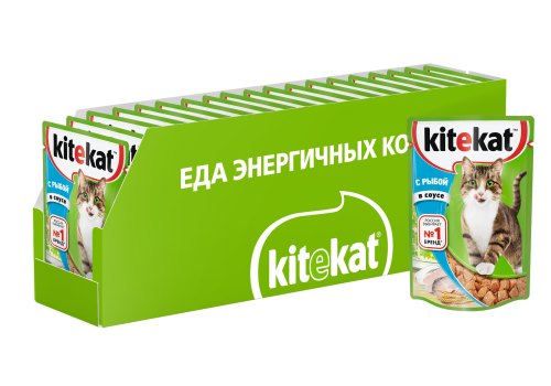 Kitekat / Паучи Китикет для кошек Рыба в соусе (цена за упаковку)