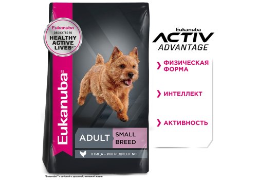 Eukanuba Adult Small Breed / Сухой корм Эукануба для взрослых собак Мелких пород с Курицей Eukanuba Adult Small Breed / Сухой корм Эукануба для взрослых собак Мелких пород с Курицей
