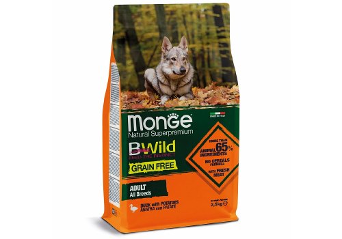 Monge Dog BWild Grain Free Adult All Breeds Duck / Сухой Беззерновой корм Монж Бивайлд для взрослых собак всех пород Утка картофель
