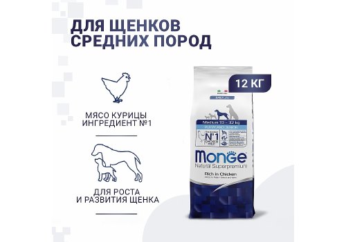 Monge Dog Puppy Medium / Сухой корм Монж для Щенков Средних пород