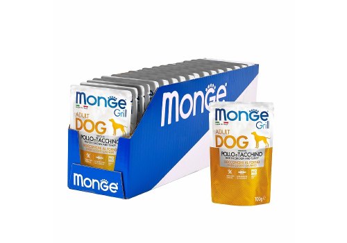 Monge Dog Grill Chicken / Влажный корм Паучи Монж Гриль для взрослых собак Курица с Индейкой (цена за упаковку)