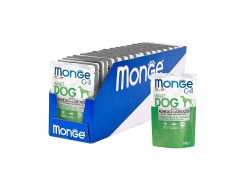 Monge Dog Grill Lamb / Влажный корм Паучи Монж Гриль для взрослых собак Ягненок с Овощами (цена за упаковку)