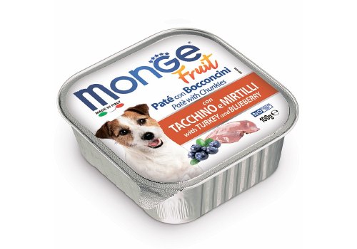 Monge Dog Fruit Turkey / Влажный корм Консервы Монж Фрукт для взрослых собак Индейка с Черникой (цена за упаковку)