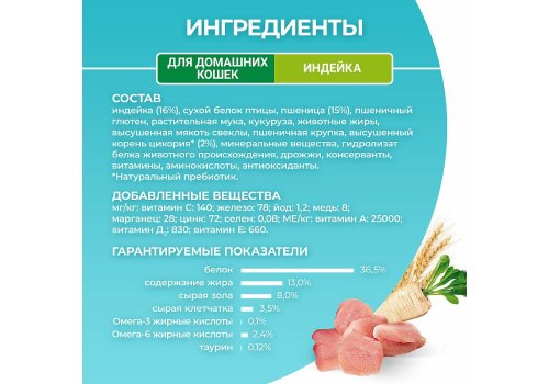 PURINA ONE HOUSECAT / Сухой корм Пурина УАН для взрослых кошек при домашнем образе жизни с индейкой