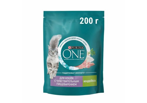 PURINA ONE SENSITIVE / Сухой корм Пурина УАН для взрослых кошек при чувствительном пищеварении с индейкой