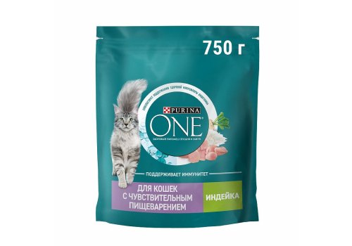 PURINA ONE SENSITIVE / Сухой корм Пурина УАН для взрослых кошек при чувствительном пищеварении с индейкой