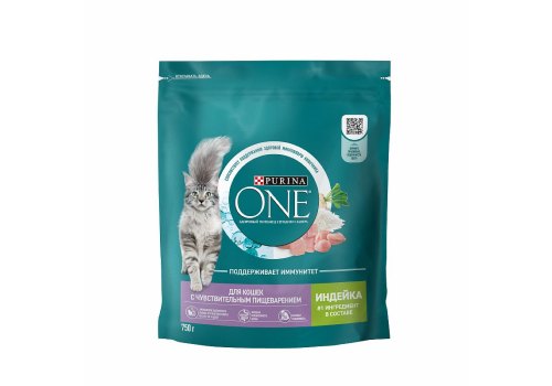 PURINA ONE SENSITIVE / Сухой корм Пурина УАН для взрослых кошек при чувствительном пищеварении с индейкой