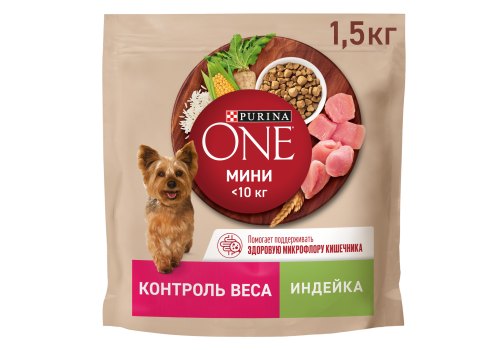 PURINA ONE MINI / Сухой корм Пурина УАН для взрослых собак мелких пород при склоннности к набору веса с индейкой