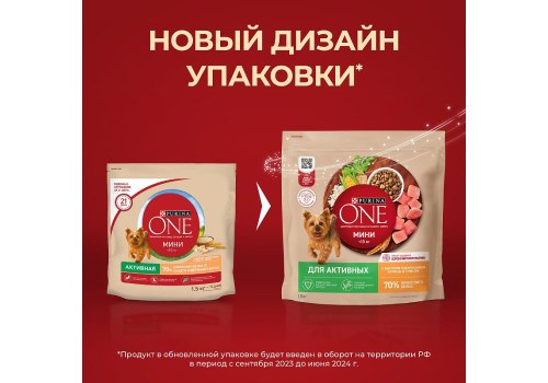 PURINA ONE MINI / Сухой корм Пурина УАН для взрослых собак мелких пород при активном образе жизни с курицей