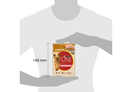 PURINA ONE MINI / Влажный корм Паучи Пурина УАН для взрослых собак мелких пород при склоннности к набору веса с индейкой (цена за упаковку)