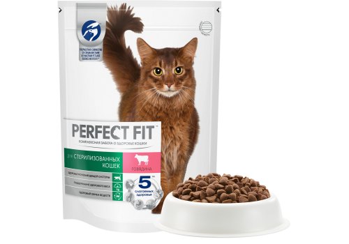 Perfect Fit Sterile / Сухой корм Перфект Фит для кастрированных котов и стерилизованных кошек Говядина