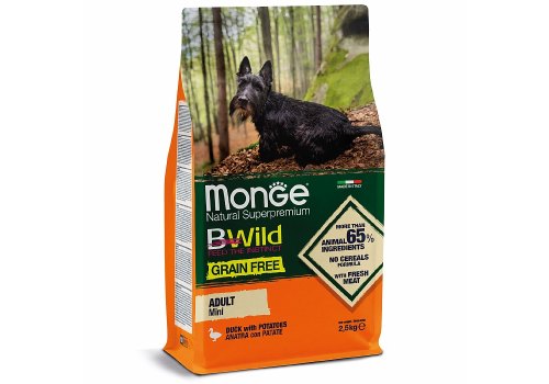 Monge Dog BWild Grain Free Adult Mini Duck / Сухой Беззерновой корм Монж Бивайлд для взрослых собак Мелких пород Утка картофель