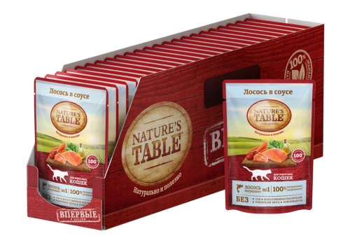 Natures Table / Паучи Нейчерс Тейбл для взрослых кошек Лосось в соусе (цена за упаковку) Natures Table / Паучи Нейчерс Тейбл для взрослых кошек Лосось в соусе (цена за упаковку)