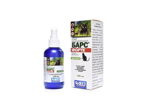АгроВетЗащита Барс Форте / Спрей Инсектоакарицидный для кошек против блох, вшей, власоедов, иксодовых и чесоточных клещей