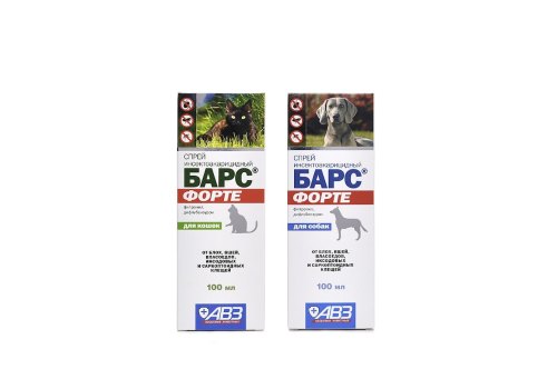 АгроВетЗащита Барс Форте / Спрей Инсектоакарицидный для кошек против блох, вшей, власоедов, иксодовых и чесоточных клещей