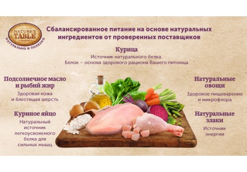 Natures Table / Сухой корм Нейчерс Тейбл для взрослых собак Мелких пород Курица с рисом