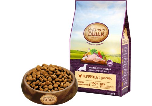 Natures Table / Сухой корм Нейчерс Тейбл для взрослых собак Мелких пород Курица с рисом