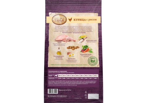 Natures Table / Сухой корм Нейчерс Тейбл для взрослых собак Курица с рисом