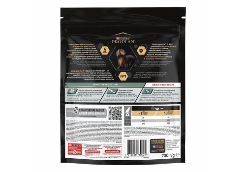 PRO PLAN GRAIN FREE / Сухой корм ПРО ПЛАН для взрослых собак мелких пород при чувствительном пищеварении с индейкой