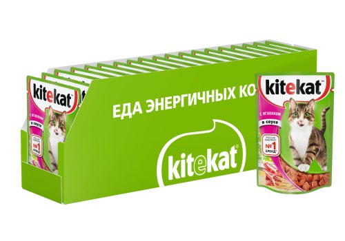 Kitekat / Паучи Китикет для кошек Ягненок в соусе (цена за упаковку)