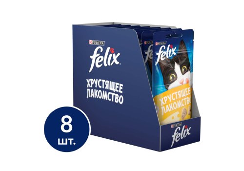 Felix Хрустящее лакомство / Лакомство Пурина Феликс для взрослых кошек с сыром Felix Хрустящее лакомство / Лакомство Пурина Феликс для взрослых кошек с сыром