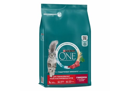 PURINA ONE STERILISED / Сухой корм Пурина УАН для взрослых стерилизованных кошек с говядиной