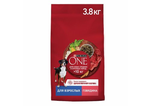 PURINA ONE ADULT / Сухой корм Пурина УАН для взрослых собак средних и крупных пород с говядиной