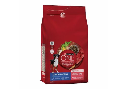 PURINA ONE ADULT / Сухой корм Пурина УАН для взрослых собак средних и крупных пород с говядиной