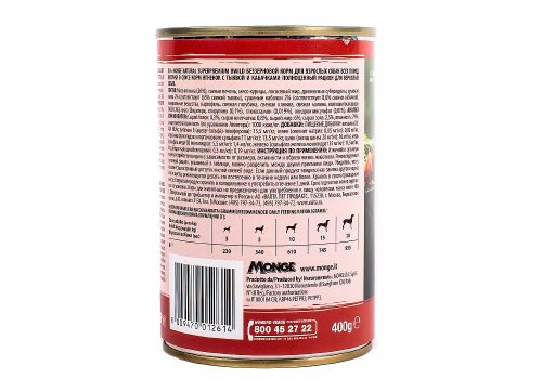 Monge Dog BWild Grainfree Adult Lamb /  Консервы Беззерновые Монж для взрослых собак Ягненок тыква цукини (цена за упаковку)