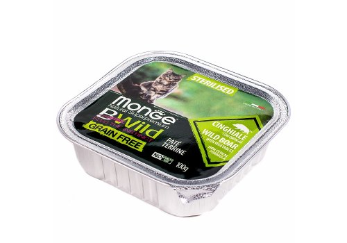Monge Cat BWild Grain Free Sterilised Wild Boar Pate / Влажный Беззерновой корм Монж для Стерилизованных кошек Паштет из Кабана с овощами (цена за упаковку)
