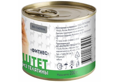 Мнямс Фитнес Влажный корм Консервы для собак всех пород Паштет из Телятины (цена за упаковку)