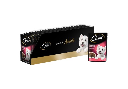 Cesar / Паучи Цезарь для собак Говядина Кролик Шпинат (цена за упаковку)