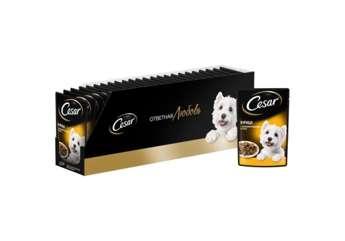 Cesar / Паучи Цезарь для собак Курица и зелёные овощи (цена за упаковку)