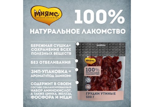 Мнямс 100% Натуральное лакомство для собак Грудки Утиные