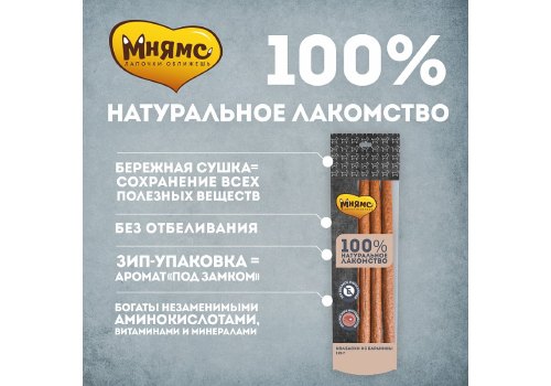 Мнямс 100% Натуральное лакомство для собак Колбаски из Баранины