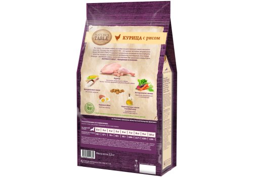 Natures Table / Сухой корм Нейчерс Тейбл для взрослых собак Мелких пород Курица с рисом