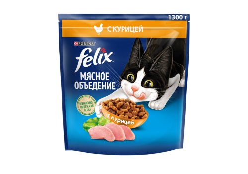 FELIX МЯСНОЕ ОБЪЕДЕНИЕ / Сухой корм Пурина Феликс Мясное объедение для взрослых кошек с курицей