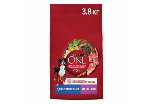 PURINA ONE ADULT / Сухой корм Пурина УАН для взрослых собак средних и крупных пород с ягненком