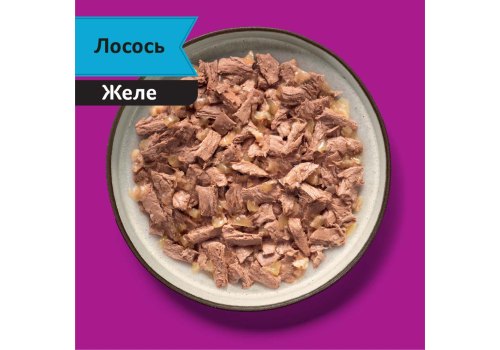 Whiskas Рыбная коллекция / Паучи Вискас для взрослых кошек Лосось желе (цена за упаковку)